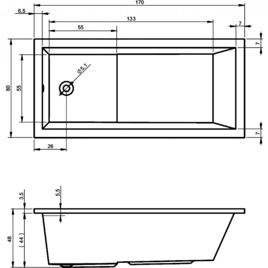 Акриловая ванна Riho Lusso Plus 170x80 см