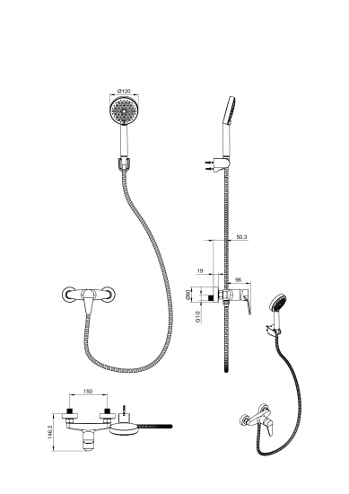 Смеситель для душа Wonzon & Woghand Alfa WW-AE3102-BG