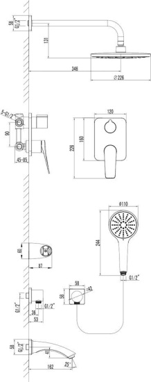 Душевая система Lemark Bronx LM3722GM с внутренней частью