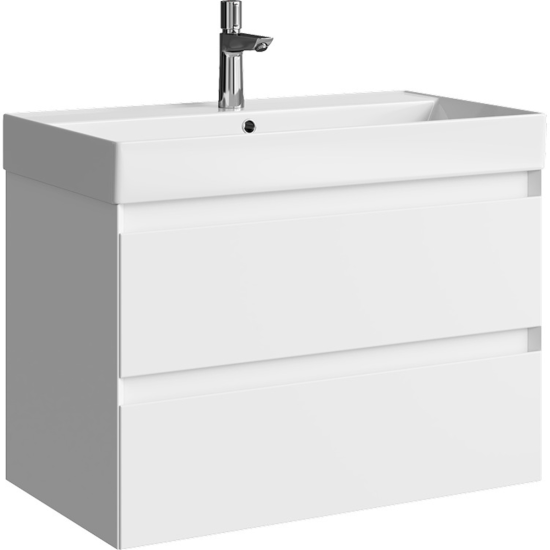 Тумба с раковиной Aqwella 5 stars Geometria 80 подвесная, 2 ящика, белая