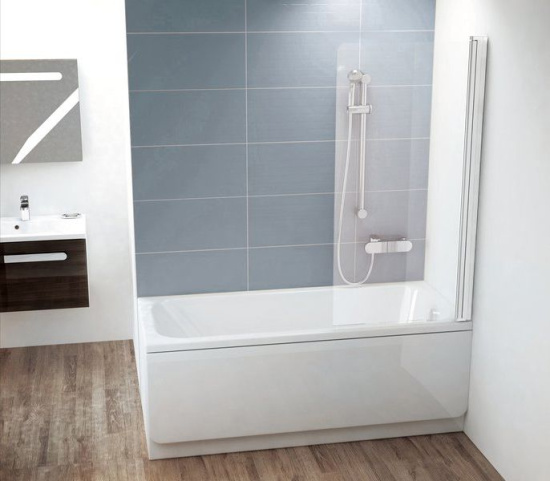 Шторка на ванну Ravak CVS1-80 R Transparent, профиль белый