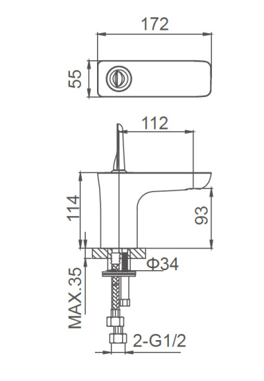 Смеситель для раковины Wonzon & Woghand Shark WW-48B1101-CR