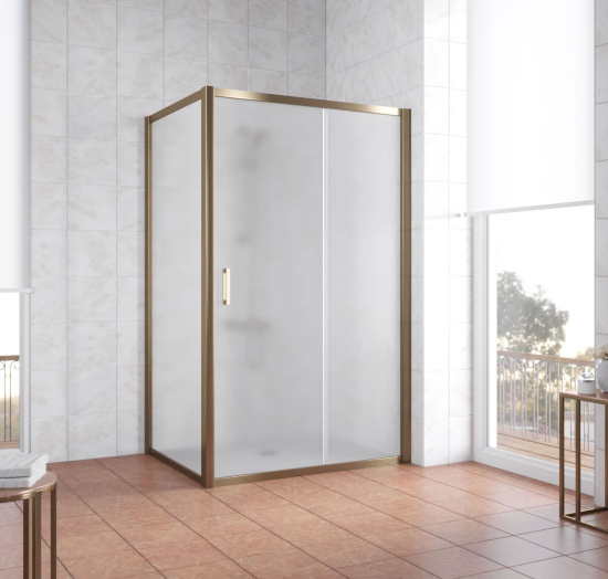 Душевой уголок Vegas Glass ZP+ZPV 120*70 05 10 профиль бронза, стекло сатин