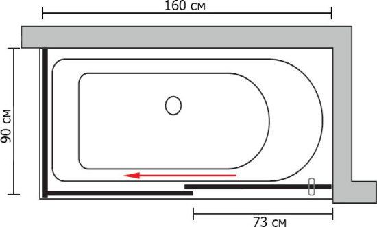Шторка на ванну GuteWetter Slide Part GV-863B левая 160x90 см стекло бесцветное, профиль хром
