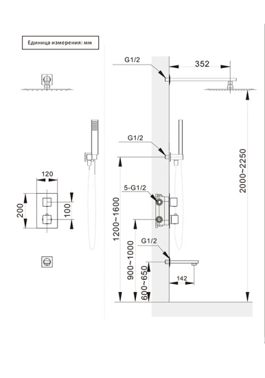 Душевая система с термостатом Altrobagno Cascata 040103 Cr встраиваемая