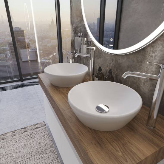 Столешница с раковиной Duravit D-Neo 60, дуб французский, 120, без отверстий + 2 тумбы 60, + 2 раковины