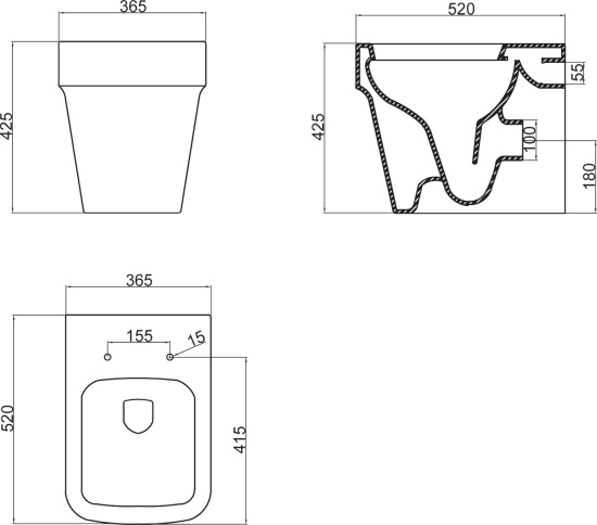 Чаша для унитаза приставного BelBagno Marco BB118CB