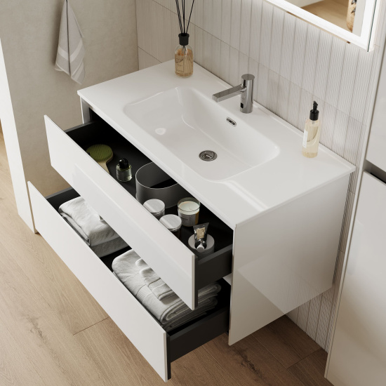 Тумба с раковиной Sancos Cento 120 белый глянец