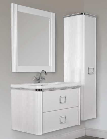 Тумба с раковиной ValenHouse Аурум 100 белая, фурнитура хром