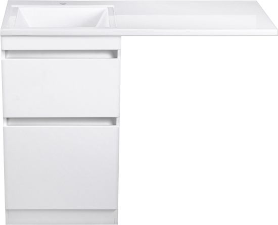 Тумба с раковиной Style Line Даллас 110 L Люкс Plus напольная, белая, эмаль