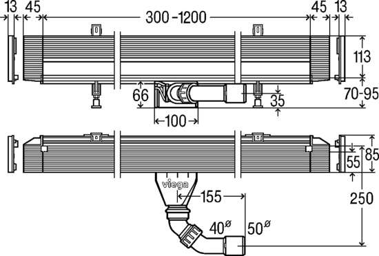 Душевой лоток Viega Advantix Vario 736736 30 - 120 см с решеткой