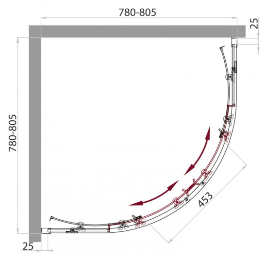 Душевой уголок BelBagno Sela-R-2-80-P-Cr