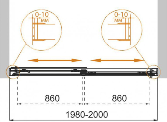 Душевая шторка на ванну Cezares Tandem-Soft-VF-2-200/145-P-Cr