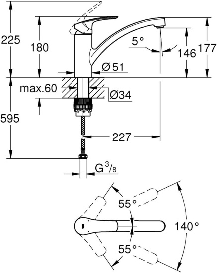 Смеситель для кухни Grohe Eurosmart 3328130E