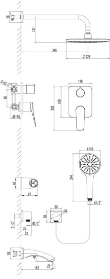 Душевая система Lemark Bronx LM3722BL с внутренней частью