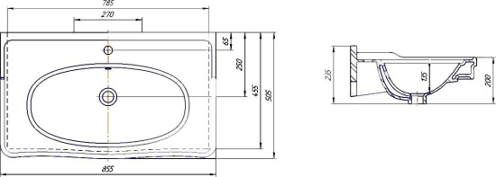 Тумба с раковиной ASB-Woodline Модерн 85 белая, патина серебро