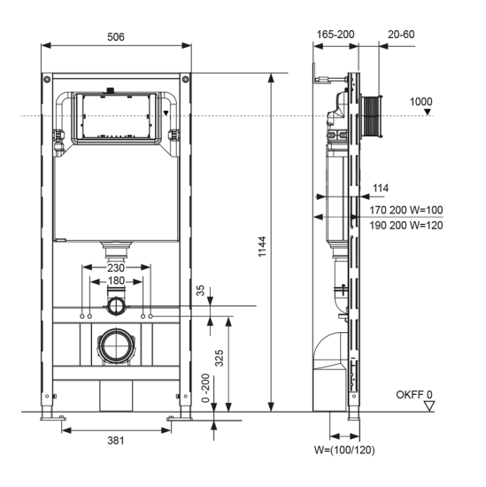 Инсталляция для унитаза Tece TECEspring S300300 без кнопки смыва