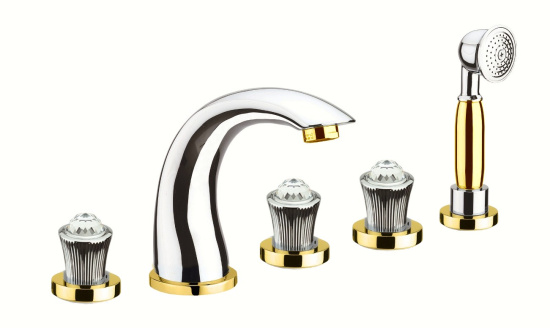 Смеситель на борт ванны Fiore Venere Sky Swarovski® 13CO0608, хром/золото