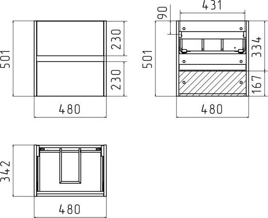 Тумба с раковиной Misty Алиса 50 подвесная, белая