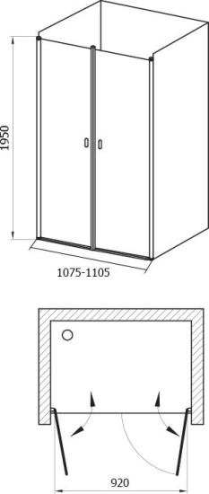 Душевая дверь в нишу Ravak CSDL2-110 Transparent, профиль белый