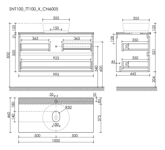 Тумба с раковиной Sancos Snob T 100 Bianco SNT100W, подвесная
