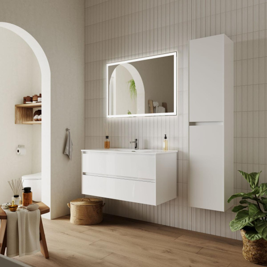 Тумба с раковиной Sancos Cento 100 белый глянец
