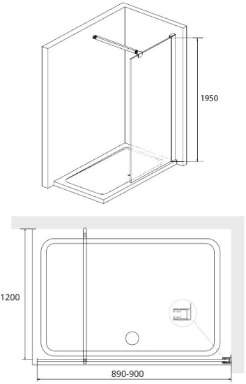 Душевая перегородка RGW WA-001 90x200, стекло прозрачное