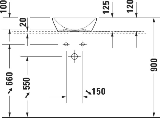 Столешница с раковиной Duravit D-Neo 60, дуб французский, 120, без отверстий + 2 тумбы 60, + 2 раковины
