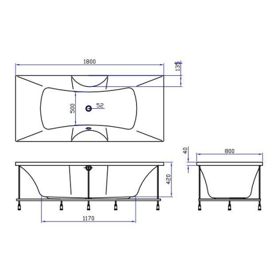 Акриловая ванна Akrilan Rio la Venta 180
