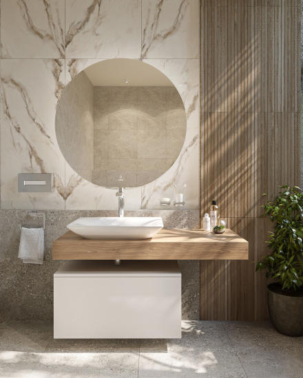 Столешница с раковиной Duravit Viu 60 дуб французский, 120, без отверстий + тумба 80