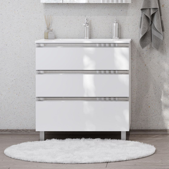 Мебель для ванной Roca The Gap 80, 3 ящика, белый глянец
