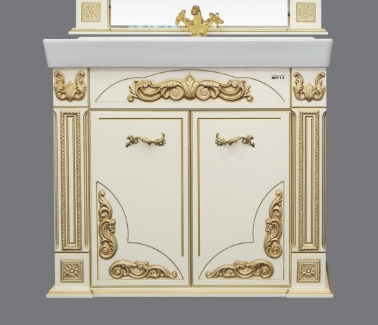 Тумба с раковиной Misty Барокко 100 бежевая, патина