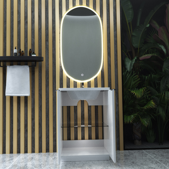 Тумба с раковиной Sanvit Рольф 61 белый глянец, напольная