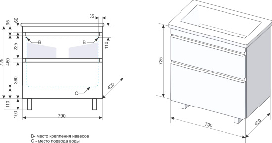 Мебель для ванной Style Line Атлантика 80 Люкс Plus, напольная, белая