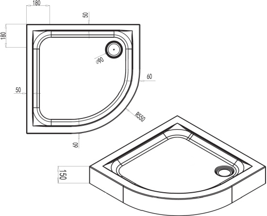 Поддон для душа Am.Pm X-Joy W88T-205-090W 90x90