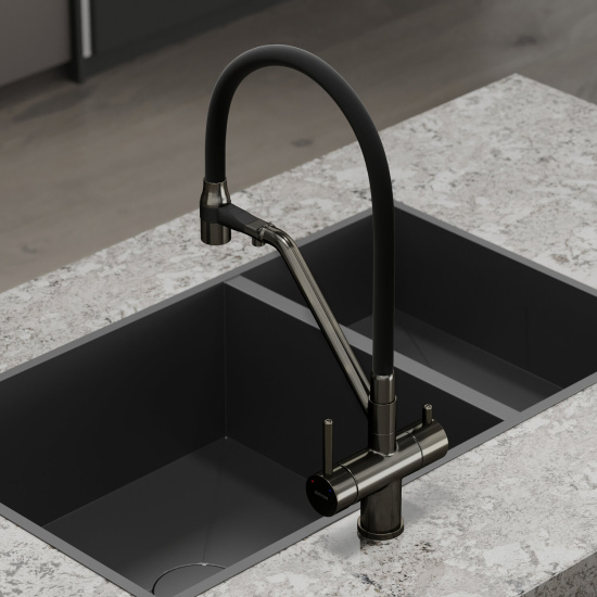 Смеситель для кухни Sancos Dora SC4003GG, вороненая сталь