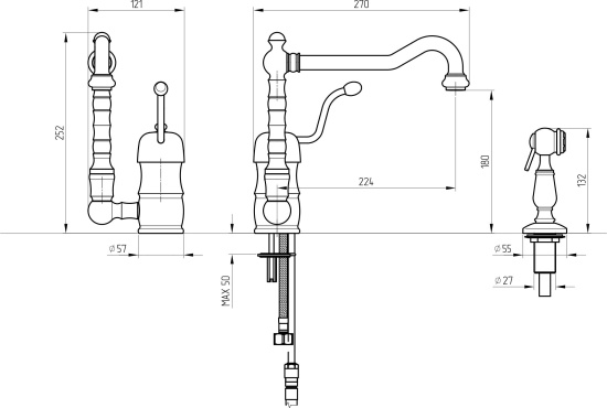 Смеситель для кухни Migliore Queen Nostalgia 18205 бронза