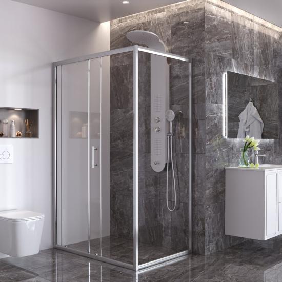 Душевой уголок Taliente TA-N-140-10-1CP, профиль глянцевый хром, стекло прозрачное