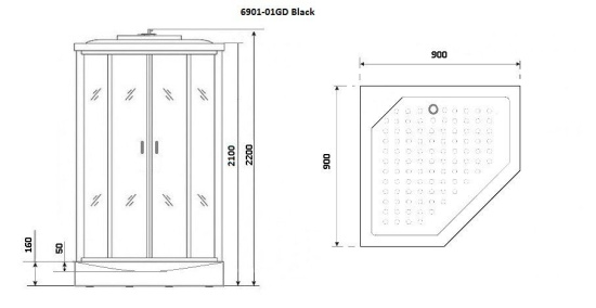 Душевая кабина Niagara Premium NG-6901-01GD Black 90x90