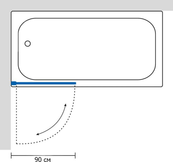 Шторка на ванну GuteWetter Lux Pearl GV-601 левая 90 см стекло бесцветное, профиль хром