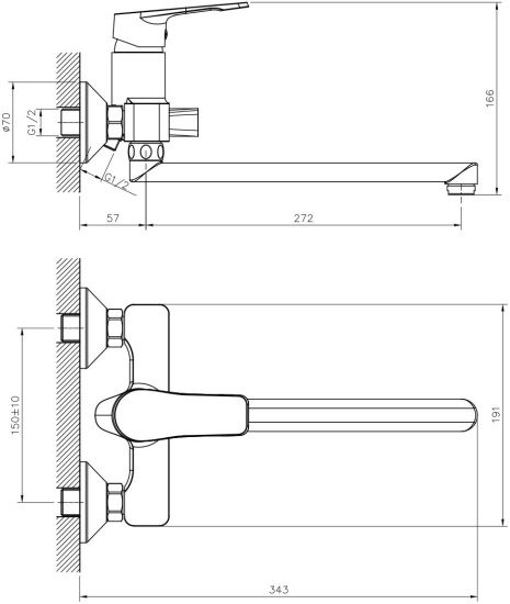 Смеситель для ванны Decoroom DR23 DR23043 универсальный