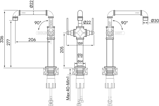 Смеситель для раковины Paulmark Loft Lo226006-401 антрацит