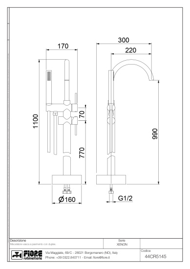Напольный смеситель для ванны Fiore Xenon 44NN5145, черный