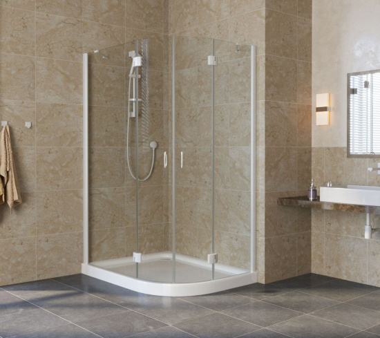 Душевой уголок Vegas Glass AFS-F Lux 120*110 01 01 L профиль белый, стекло прозрачное