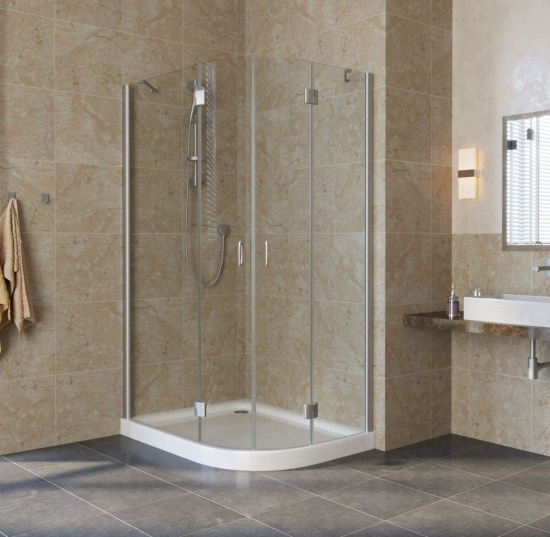 Душевой уголок Vegas Glass AFS-F Lux 100*90 07 01 L профиль матовый хром, стекло прозрачное