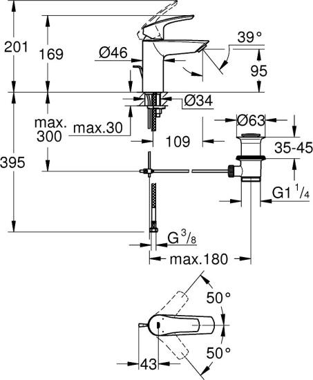 Смеситель для раковины Grohe Eurosmart 23456003