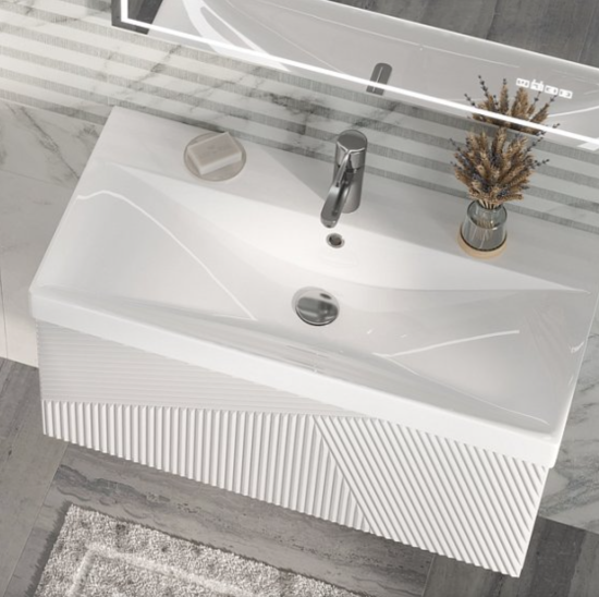 Тумба с раковиной Velvex Edge 60.1Y белая, подвесная