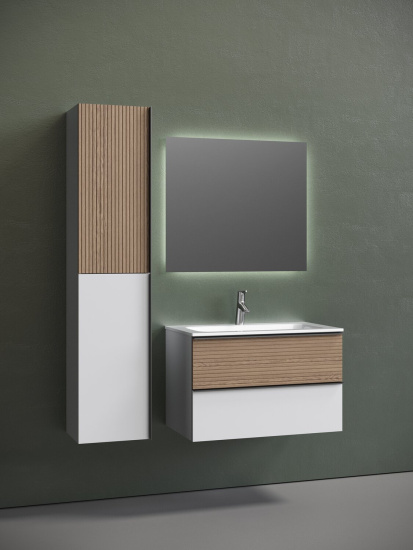 Тумба с раковиной Sancos Delta 80 дуб светлый/белый, DL80W