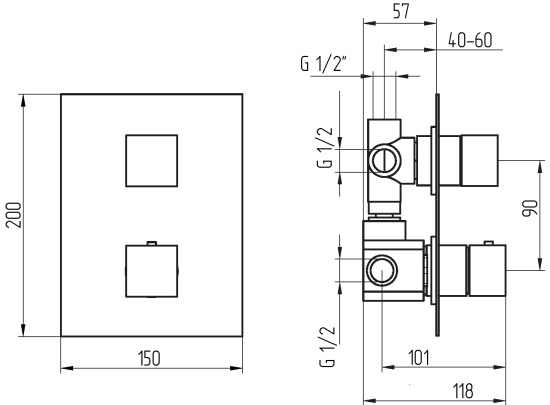 Смеситель для ванны Migliore Kvant ML.KVT-2779.CR термостат