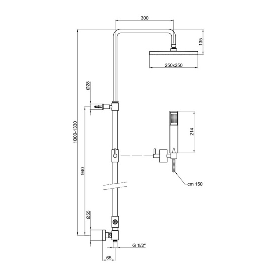 Душевой гарнитур Webert Shower Set AC0675015PVC, хром